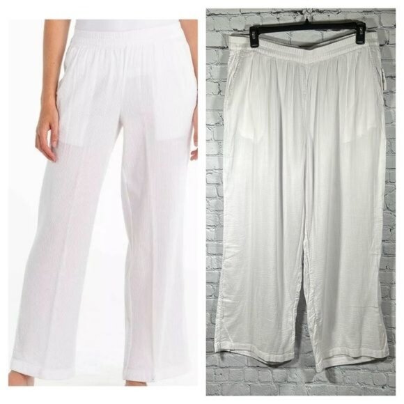 fresh produce Pants - Fresh Produce White Wavy Selena Beach wide leg Pant size 2X NWT NEW